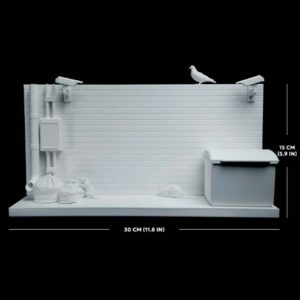 Diorama Hall of Fame de 14 elementos con textura de ladrillo para graffiti en miniatura