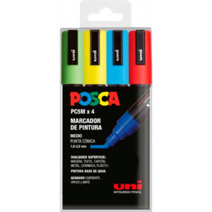 PACK 4 rotuladores POSCA 5M/ Estuche colegio