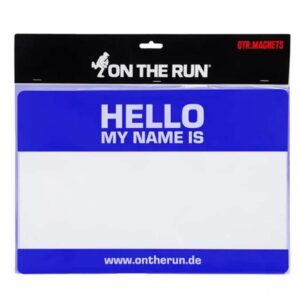 Iman OTR Hello My Name Is color azul formato XL 30x20cm iman para nevera