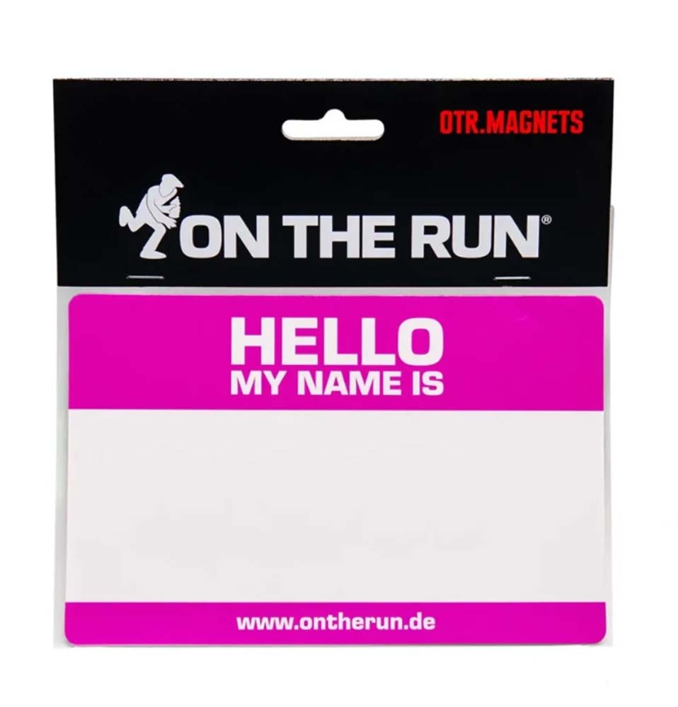 Iman OTR Hello My Name Is color rosa mediano 135x90mm iman para nevera