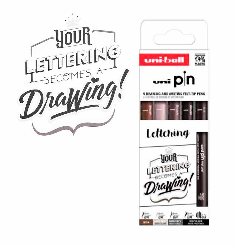 Pack rotuladores UNIBALL PIN LETTERING 5 unidades