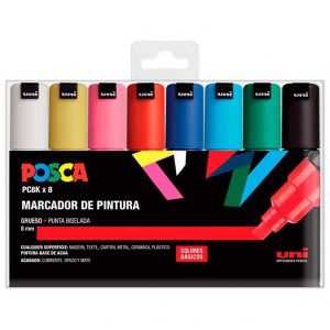 PACK 8 rotuladores POSCA 5M/ Estuche Colores Metalizados - Roll Up