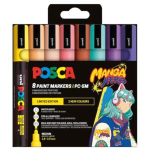 PACK 8 Rotuladores POSCA 5M/ Estuche Manga Hero