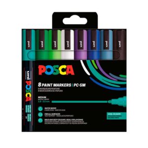 PACK 8 rotuladores POSCA 5M/ Estuche Colores fríos