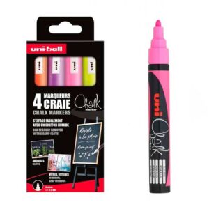 Rotulador de Tiza Líquida pack Uni-Ball Chalk Marker 4 Uds.