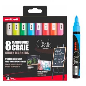 Rotulador de Tiza Líquida pack Uni-Ball Chalk Marker 8 Uds.