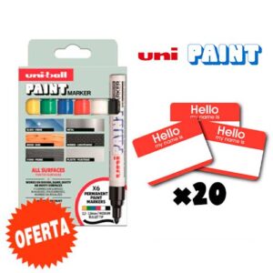 OFERTA Pack Uni Paint x6 + pegatinas eggshell x20