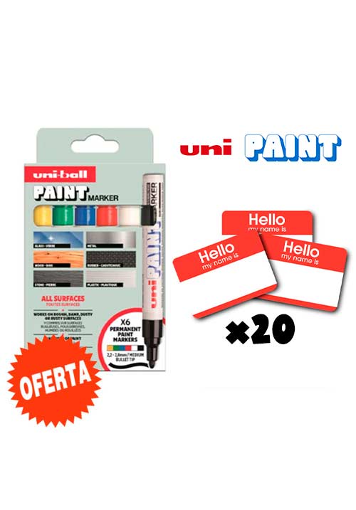 OFERTA Pack Uni Paint x6 + pegatinas eggshell x20