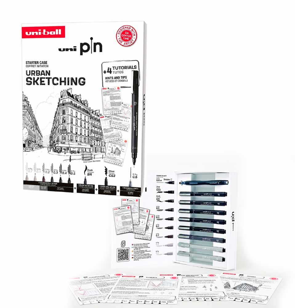 Set iniciación URBAN SKETCHING + tutoriales UniPIN